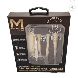 Black Men's Stainless Steel Manicure Set - Brown
